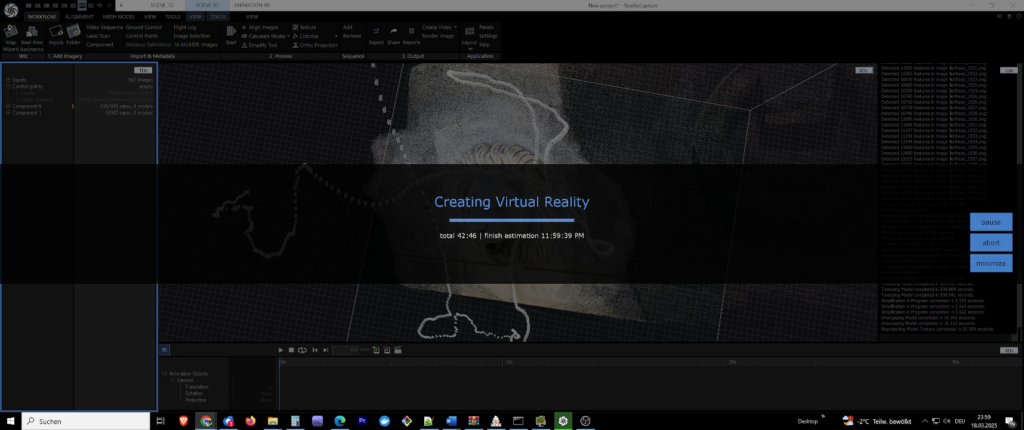 realitycapture photogrammetrie processing loading