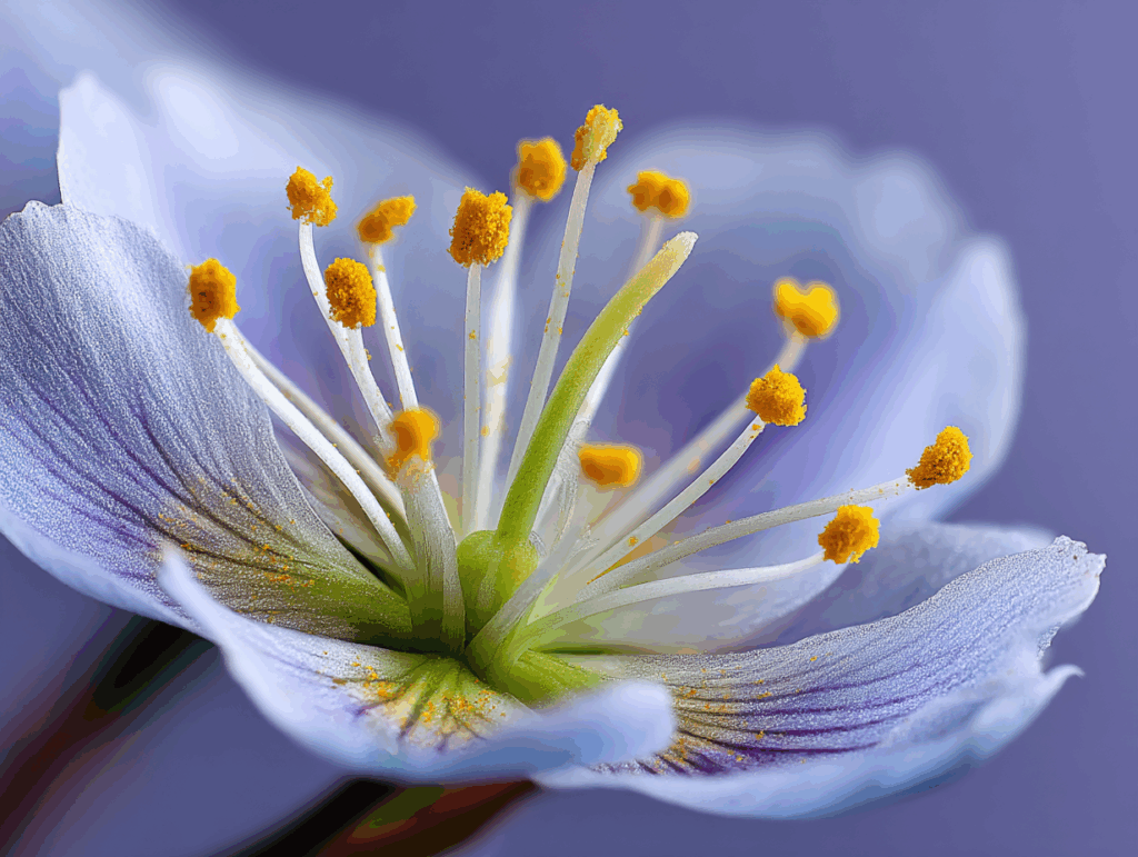 Beispiel: Makroaufnahme einer Blume generiert mit Midjourney Version 7