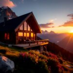Firefly_A large cabin on the top of a sunny mountain in the style of dreamworks, artstation 231091