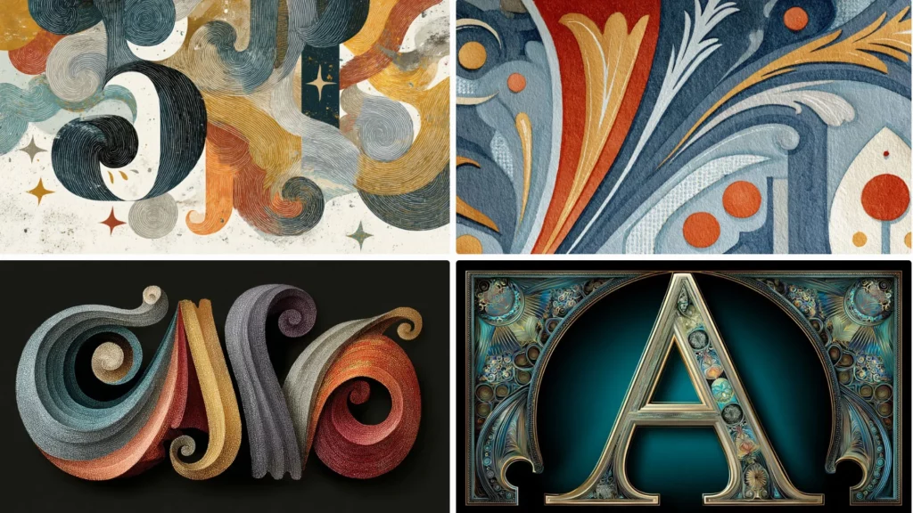Midjourney Prompts Typografie und Grafikdesign Beispiel Art Nuveau