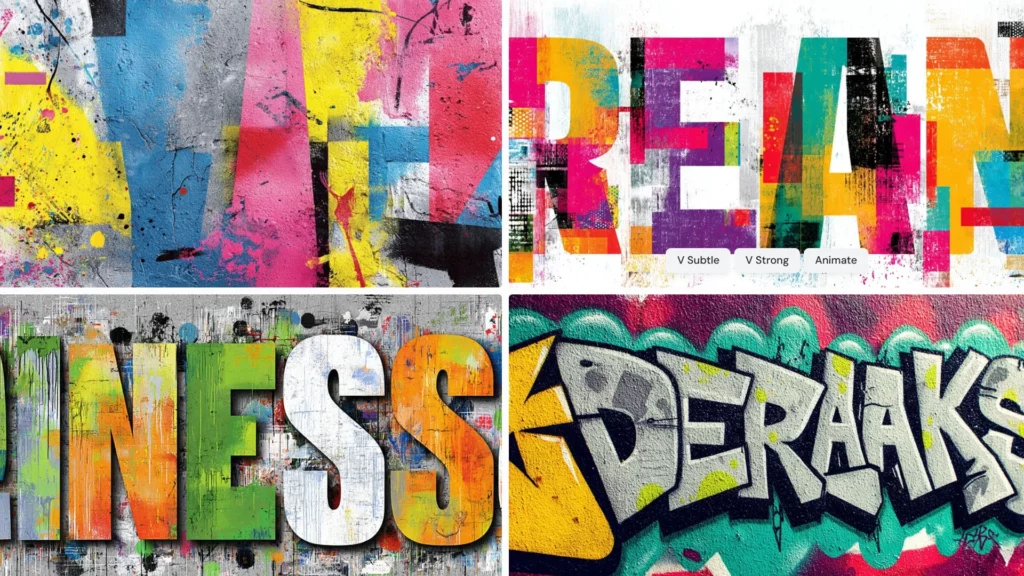 Midjourney Prompts Typografie und Grafikdesign Beispiel Graffiti