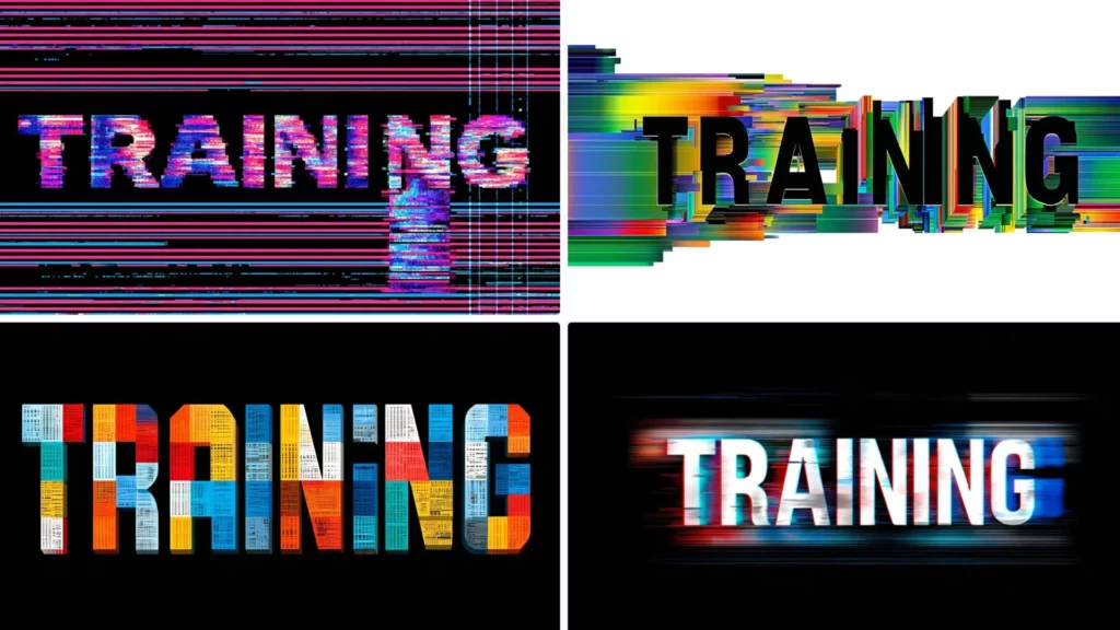Midjourney Prompts Typografie und Grafikdesign Beispiel Glitch Design