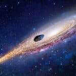 A fantastic star galaxy through which a glowing meteorite flies