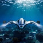 A futuristic spaceship on an underwater tour in the south seas