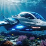 A futuristic spaceship on an underwater tour in the south seas
