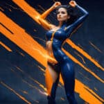 Color splitter in dark navy blue and lightning orange flashes