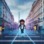 The spirit of a tamagochi wandering in the city of paris