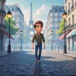 The spirit of a tamagochi wandering in the city of paris
