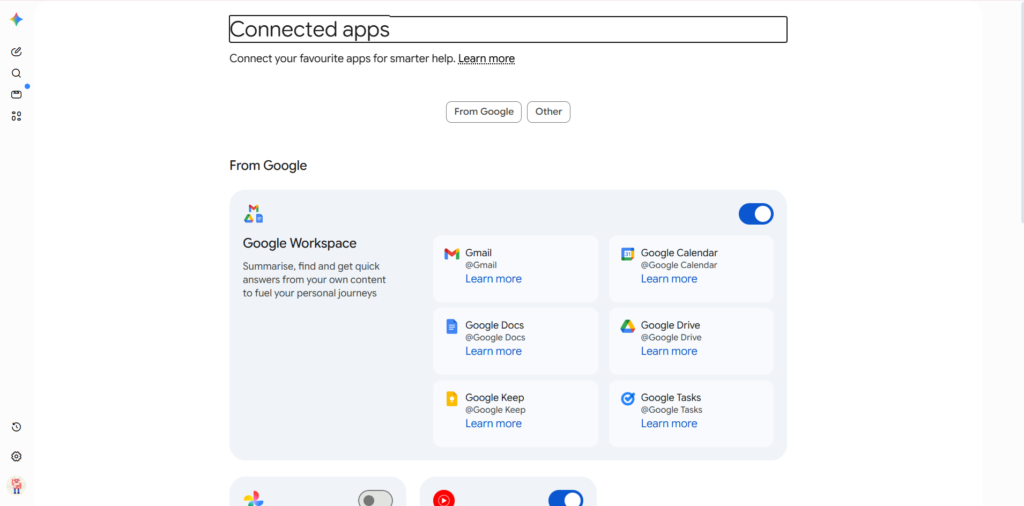 Gemini Schulung unserTRAINING Screenshot Connected Apps