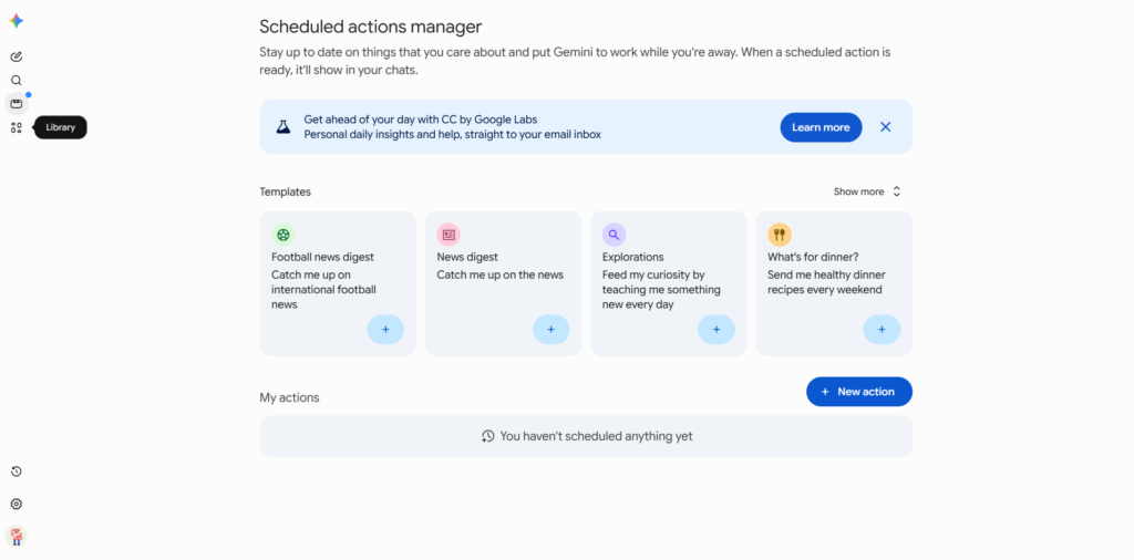 Gemini Schulung unserTRAINING Screenshot Scheduled Actions