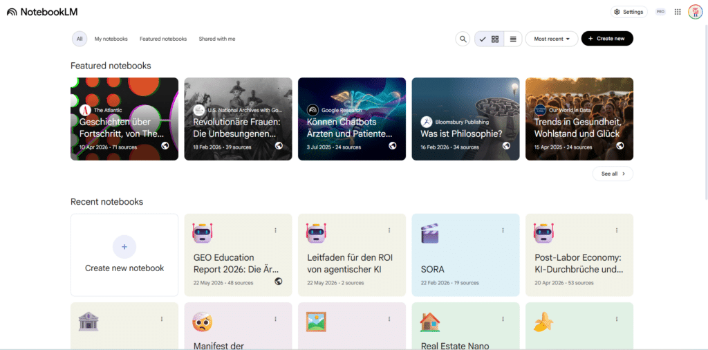 Gemini Schulung unserTRAINING Screenshot Notebook LM